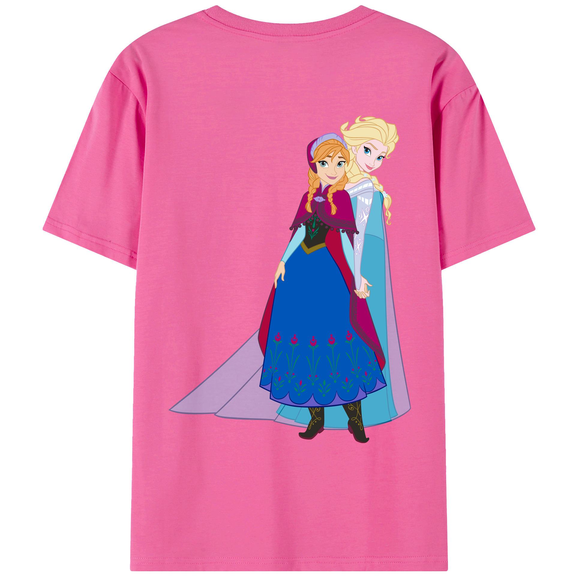 （画像用） アナと雪の女王 アンナ エルサ Frozen Anna Elsa レディース半袖Tシャツ(バックプリント)